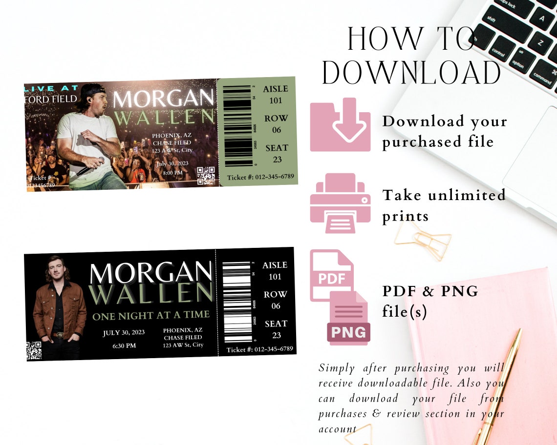 Editable Wallen Concert Ticket Template Concert Ticket Gift