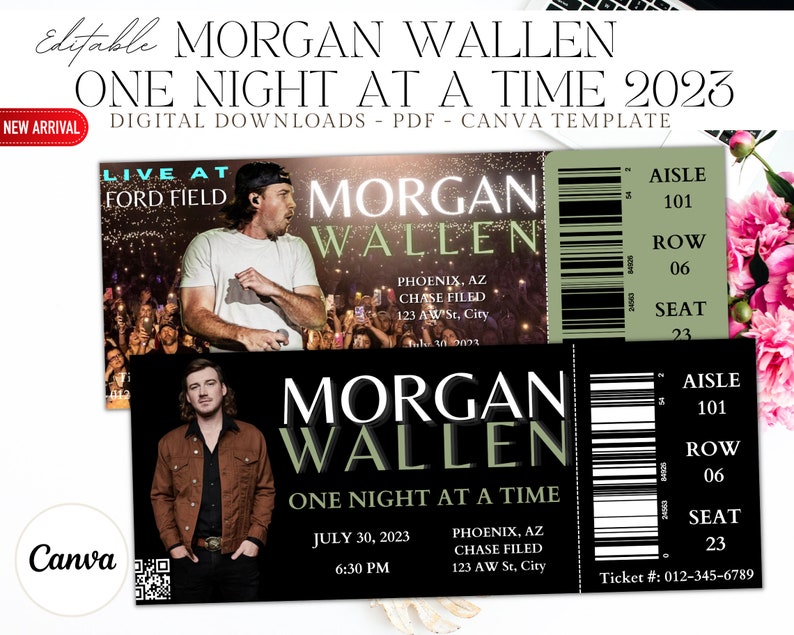 Editable Wallen Concert Ticket Template Concert Ticket Gift
