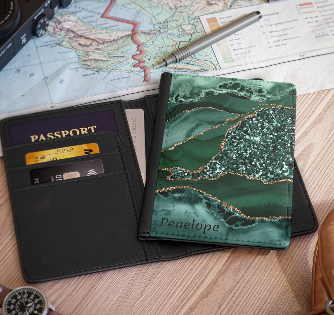 Emerald Green Passport Cover Custom Agate Geode Green Passport Holder