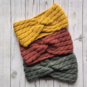 Hand knitted alpaca wool headband, ear warmers