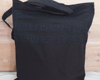 Tote bags with black lace