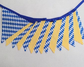 Stoffen wimpelketting in blauw en geel Garland voor decoratie, feestdecoratie