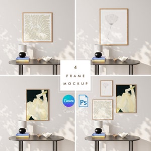 4 Scandinavian Interior Frame Mockup Bundle Canva Template and PSD File High-Quality Art Print Poster Mockup Wall Frame art print poster