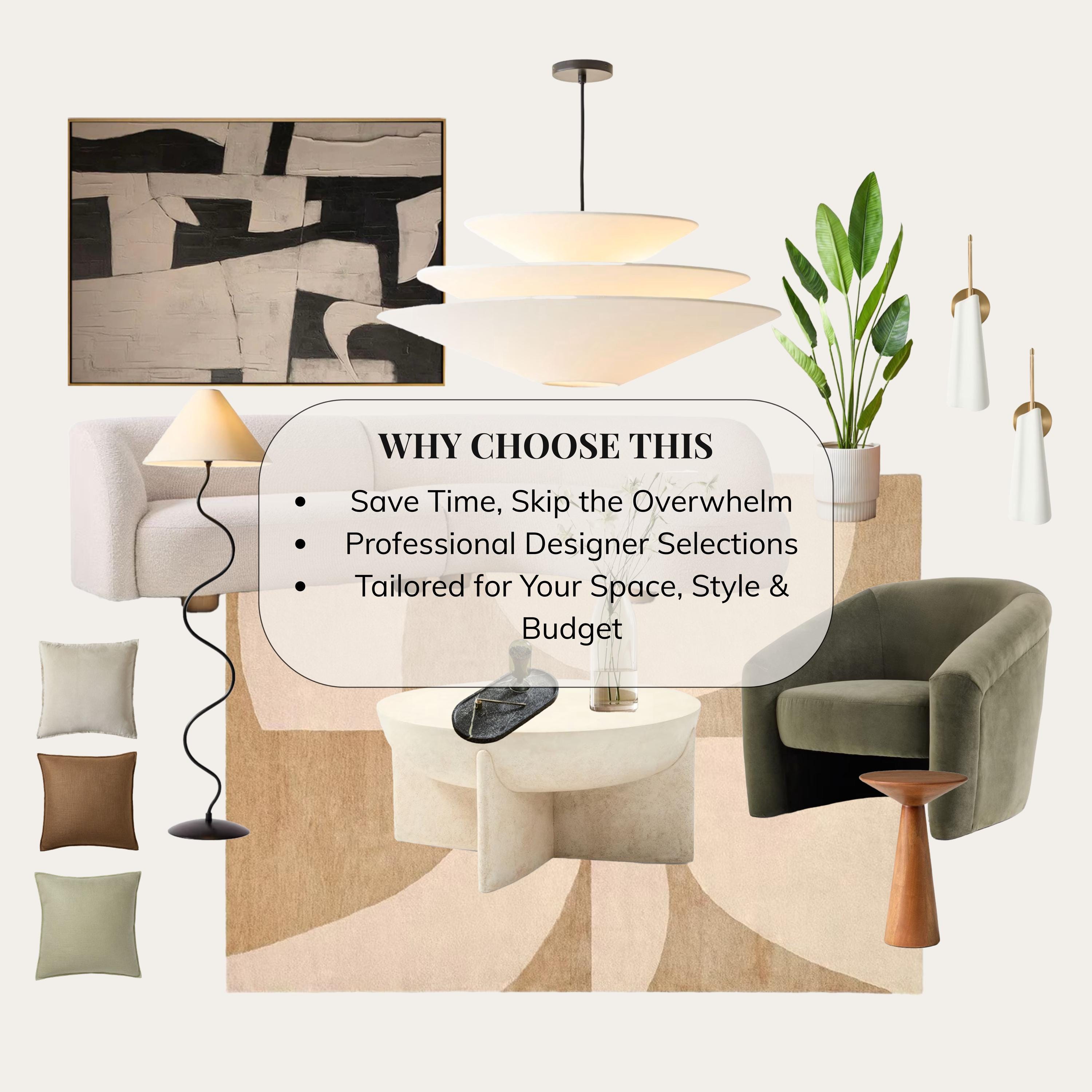 Custom Interior Design Shopping List, Material List Moodboard, One Room ...
