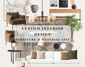 Custom Interior Design Shopping List, Material List Moodboard, One Room, Shop The Look, Shop Furniture, E Design, Paint
