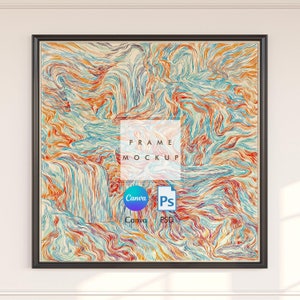 Frame mockup Canva PSD Parisian mid century interior room black frame mockup art print digital mockup Wall Frame Mockup livingroom frame