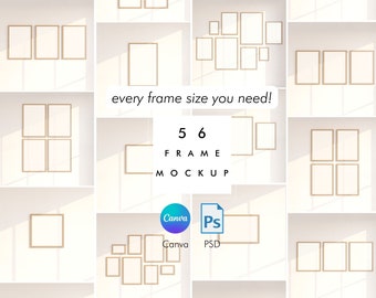 56 Frame mockup bundle CANVA & PSD every size wall art mock up gallery wall mockup wood frame mockup digital mockupWall Frame Mockup