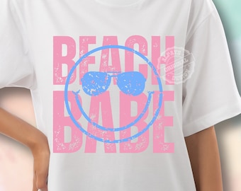 Beach Babe Smiley PNG, Summer Vibes Design (digitaler Download)