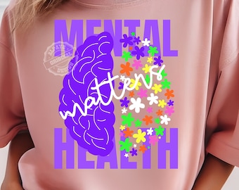 Mental Health Matters Design, Floral Brain, Inspiration (SVG & PNG)