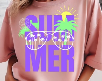 Tropical Retro Summer PNG SVG, Beach Vibes Design (Digital Download)