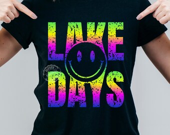 Lake Days PNG SVG, Colorful Summer T-Shirt Design (Digital Download)