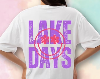 Distressed Lake Days smiley, png, retro zomer T-shirtontwerp (digitale download)
