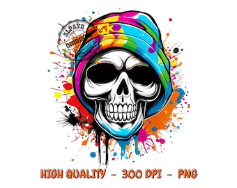 Colorful Skull PNG File, Sublimation Design (Digital Download)
