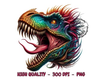 Colorful Dinosaur PNG, Sublimation Design (Digital Print)