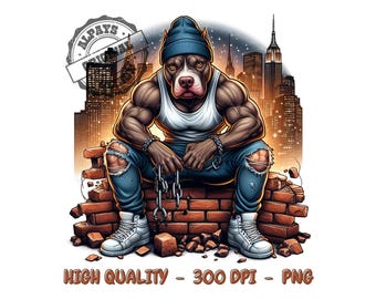 Hip Hop Gym Pitbull PNG, Graffiti Art (Digital Download)