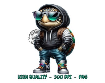 Cool Turtle PNG File, Sublimation Design (Digital Download)