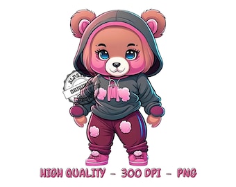 Pink she teddy bear png files for sublimation shirt designs digital printig 300 dpi png apparel designs trendty shirt png pink designs