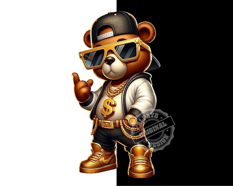 Block Bear Rapper Hip Hop Teddy Bear PNG, Rapper Shirt Design (digital Download) - Etsy