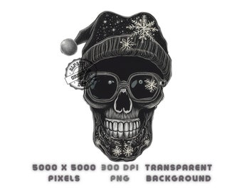 Christmas Skull PNG, Urban Shirt Design (Digital Download)