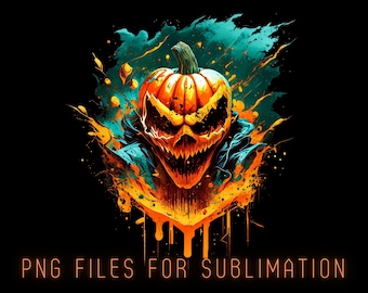 Sublimation de citrouille d'Halloween PNG, conception de chemise colorée