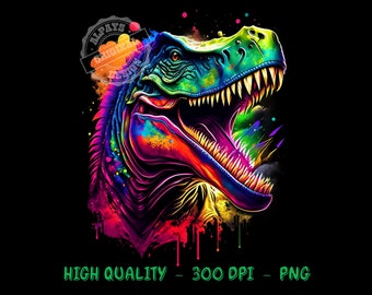 Dinosaurio colorido - archivos png para sublimación - dtf - sublimación de camisetas - impresión digital - descarga digital - imprimible - 300dpi - png