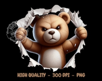 Angry Teddy Bear Tshirt Design, Teddy Bear PNG Files For Sublimation, Shirt Designs, Sublimation Designs, PNG For Shirts, Dtf Print