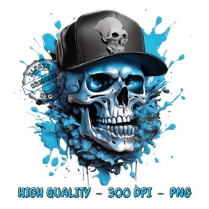 Blue skull shirt png files for sublimation shirt designs streetwear shirt sublimation tshirt design digital Download Printable 300dpi png