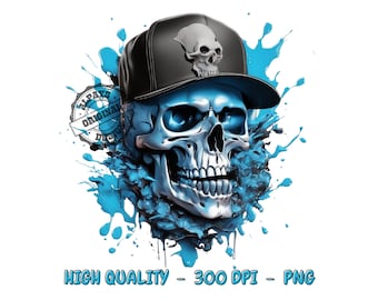 Blue skull shirt png files for sublimation shirt designs streetwear shirt sublimation tshirt design digital Download Printable 300dpi png