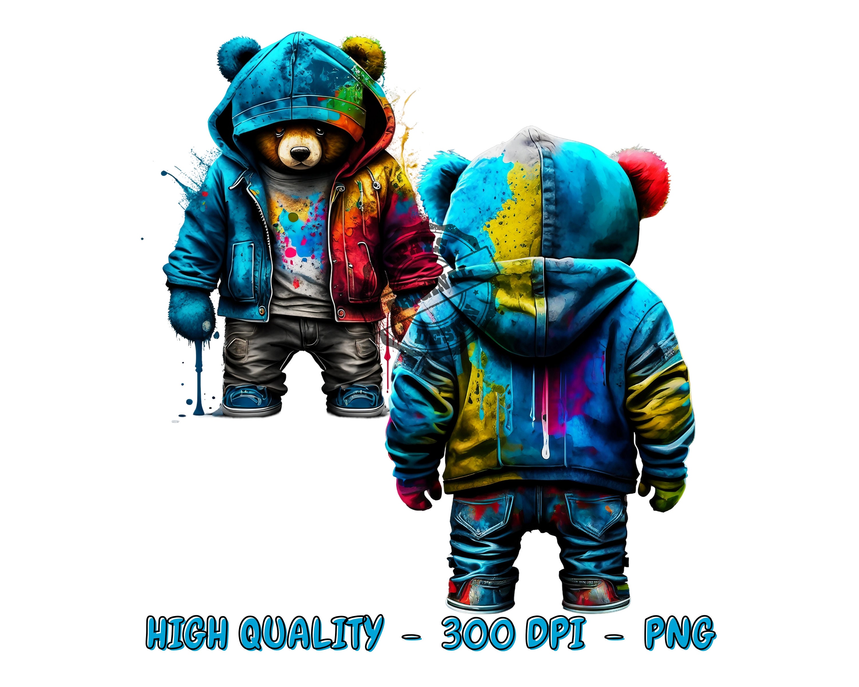 Teddy Bear Png File Shirt Colorful Design Hoodie Designs Sublimation Designs for Shirts Shirt Design Digital Printing 300 Dpi Png Etsy