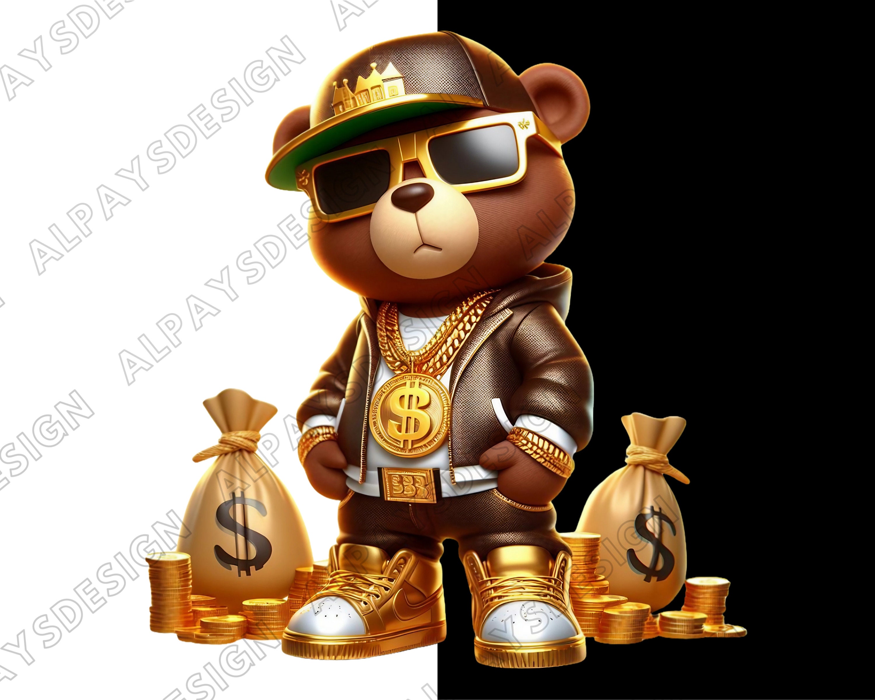 Hip Hop Teddy Bear PNG Bundle, Rich Bear Sublimation Designs - Etsy