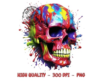 Colorful Skull Shirt Design, Sublimation PNG (Digital Download)