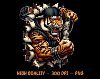 Cool Tiger PNG For Shirt, Hip Hop Tiger Sublimation Designs, Mighty Tiger Tshirt Design, Graffiti Art, Png Files For Sublimation, Dtf