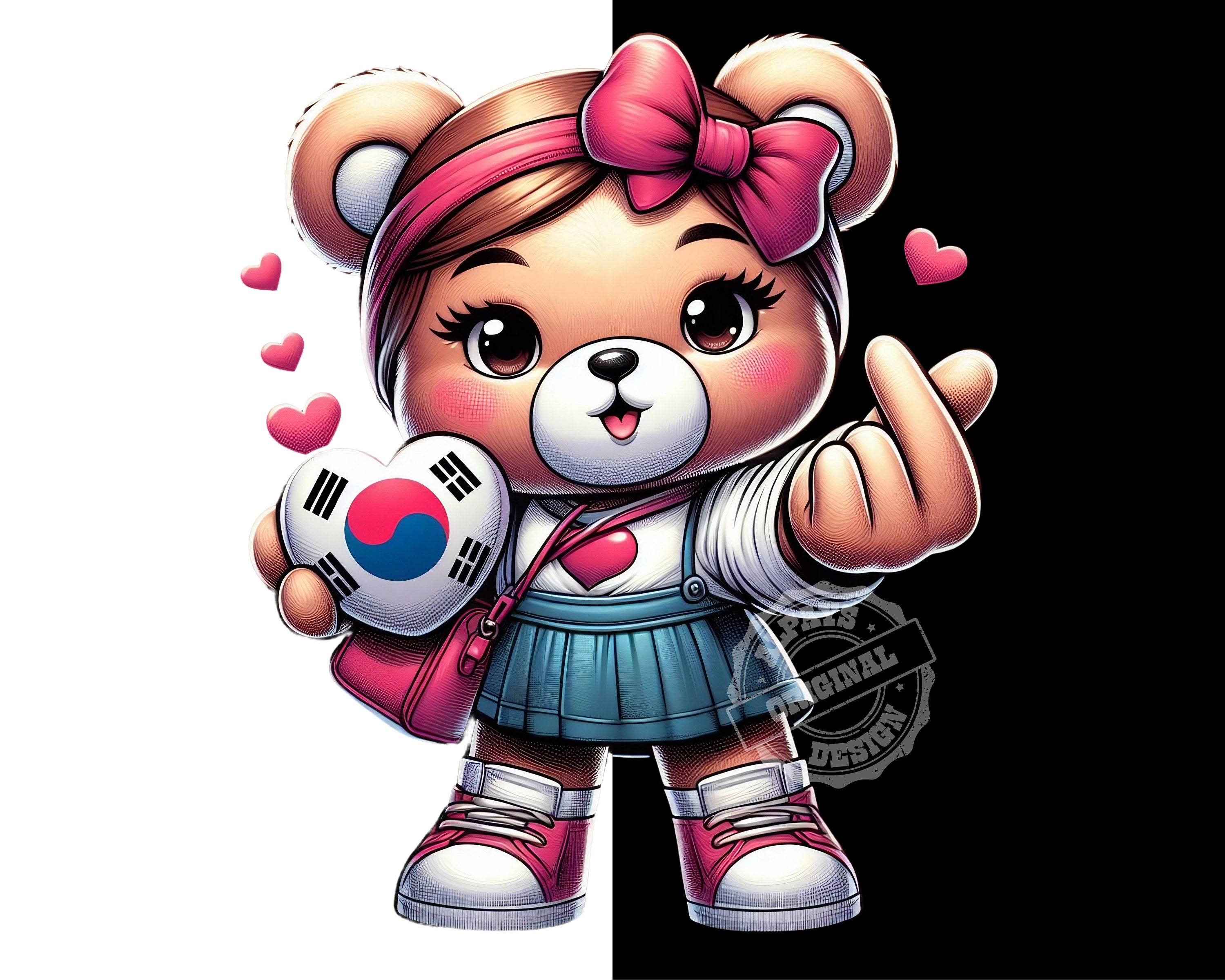 Korea Heart Png for Shirt Korea Teddy Bear Heart Shirt Png Shirt
