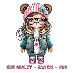 Cute girl teddy bear png files for sublimation 300 dpi png digital printing png for shirt dtf designs pink teddy bear png