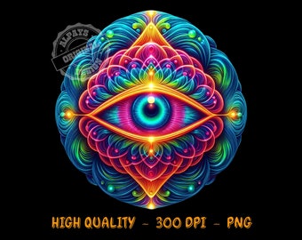 Third Eye PNG, Colorful Meditation Design (Digital Download)