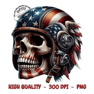 Skull with american flag png files for sublimation - Patriotic shirt png - shirt designs - skull shirt png - american flag png - dtf designs