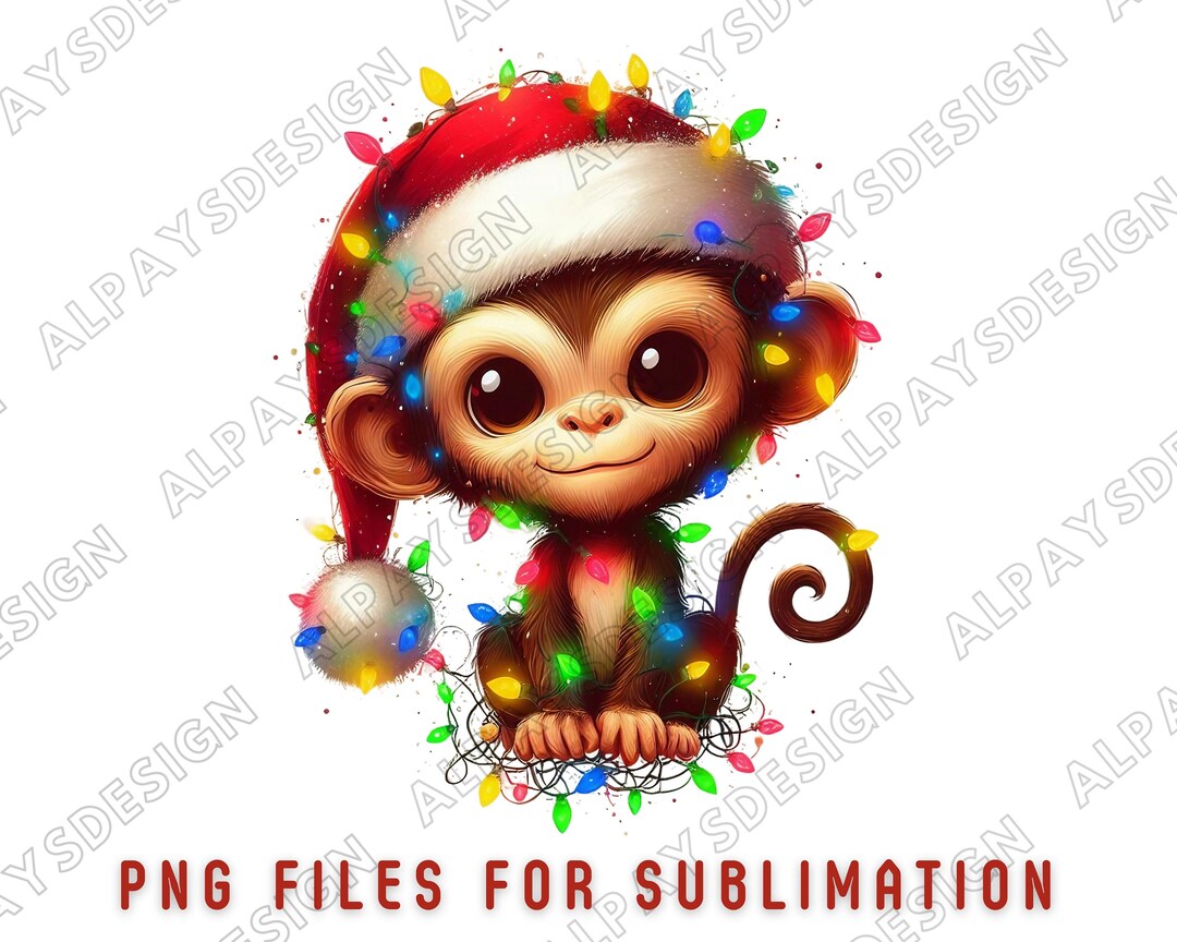 Christmas Monkey Png for Shirt, Christmas Designs, Monkey Png for Kid ...