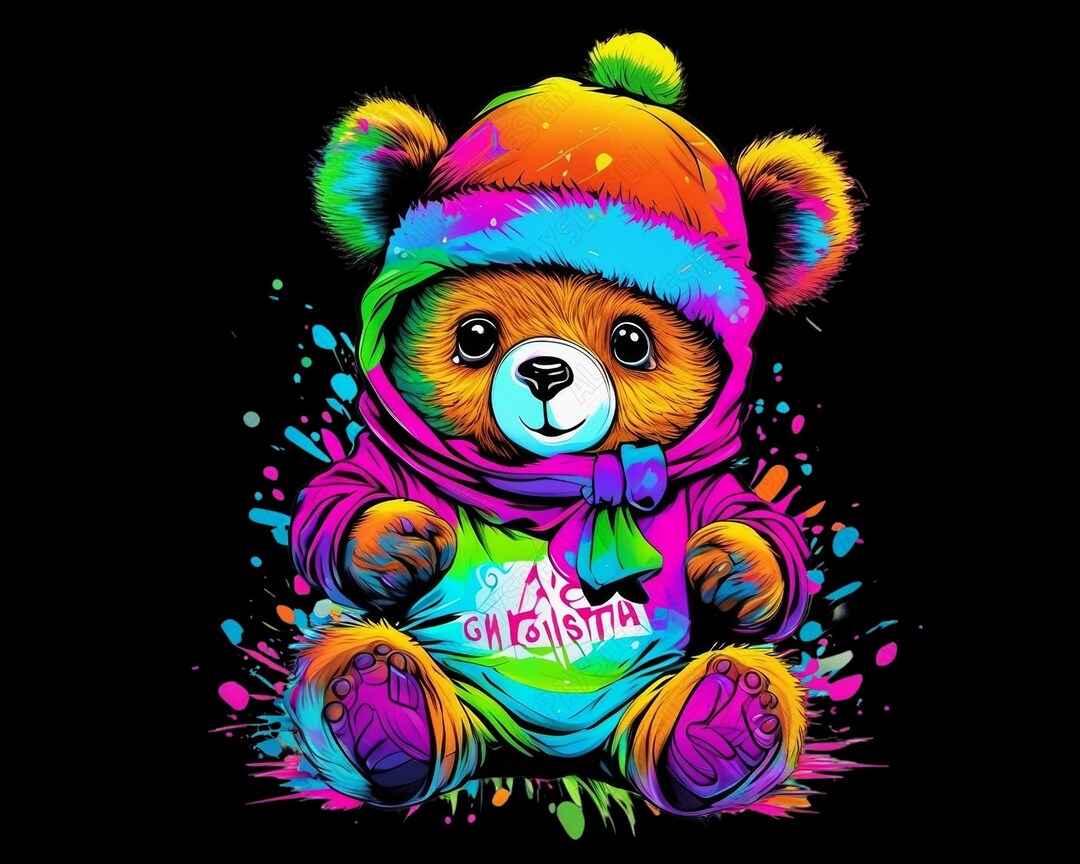 Colorful Bear Shirt Png Files for Sublimation Shirt Designs Streetwear ...