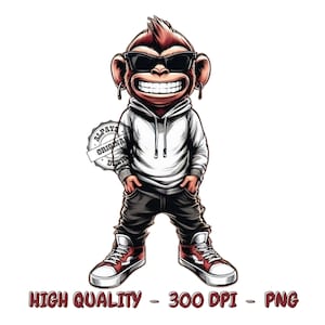 Funny Monkey PNG For Shirts, Sublimation Shirt, Monkey PNG Designs For Shirt, Hip Hop Shirt, Dtf Print, Digital Prints, Digital Download