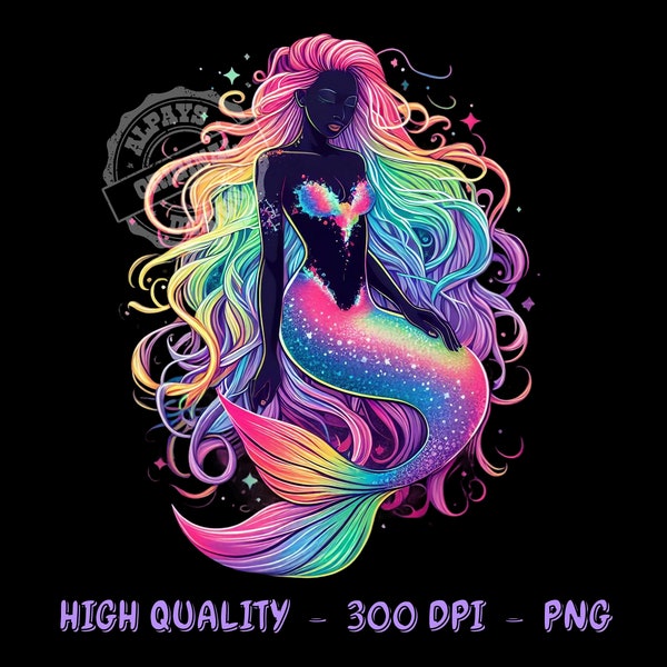 Colorful mermaid png for shirt, png files for sublimation, dtf designs, hoodie designs, mermaid shirt, mermaid png, colorful shirt png