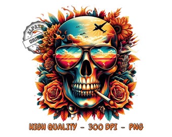 Camiseta de calavera colorida PNG, diseño de sublimación (descarga digital)