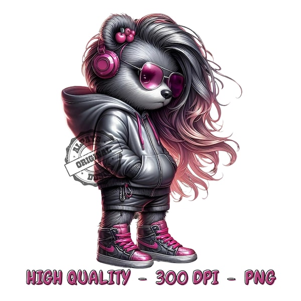 Cool nallebjörn PNG: Rosa flickatröjadesign (300 DPI)