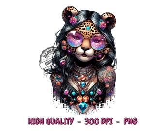 Cool Leopard Girl-png-bestand, sublimatieontwerp (digitale download)
