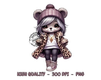 Pink Leopard Teddy Bear PNG for Shirt Sublimation (Digital Download)