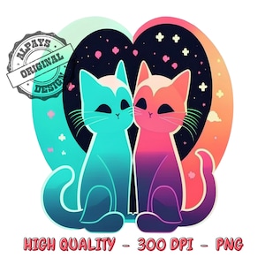 Cats in love png files for sublimation shirt designs streetwear shirt sublimation tshirt design digital Download Printable 300dpi png