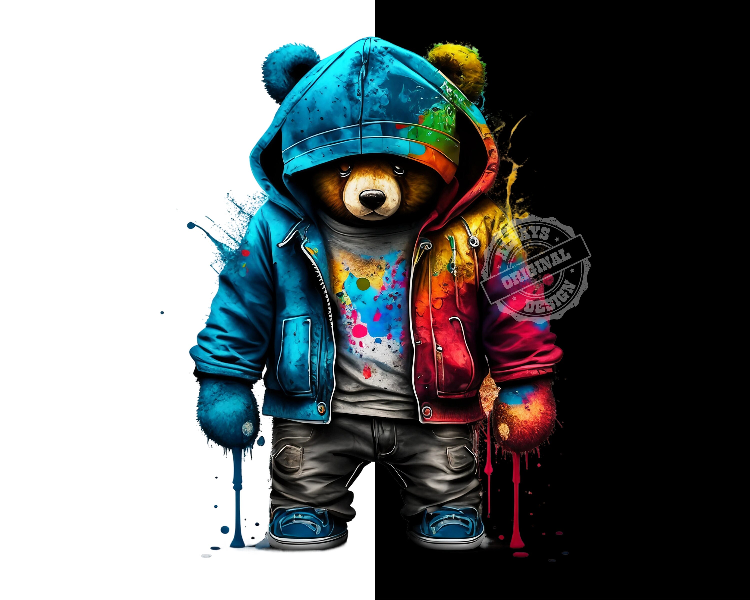 Colorful Teddy Bear Png, Png for Print on Demand Cool Shirt Design ...