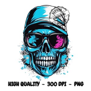 cráneo con gafas camisa archivos png para diseños de camisas de sublimación streetwear camisa sublimación camiseta diseño digital Descargar 300dpi png