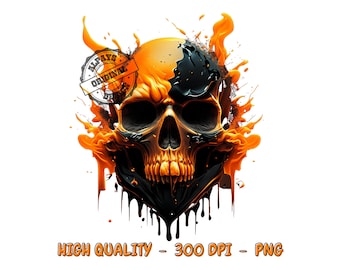 Colorful Skull Sublimation Design, Halloween PNG (Digital Download)