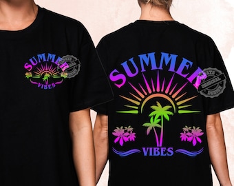 Retro Summer Vibes PNG, Tropical Shirt Design (Digital Download)
