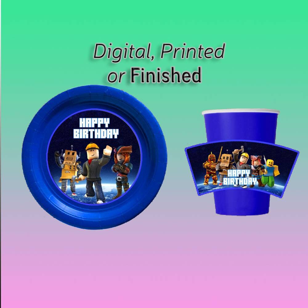 Roblox Plates and Cups Labels Digital Printed and Finished Etsy